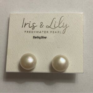 Iris & Lily Freshwater Pearl Post Earrings Set in Sterling Silver